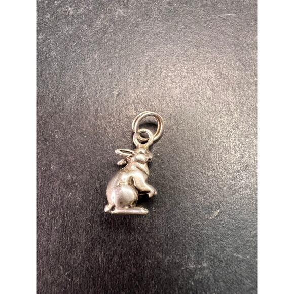 Vintage Sterling Silver MCM Rabbit Charm Bunny Pendant Jewelry Fine Silver - Picture 6 of 16